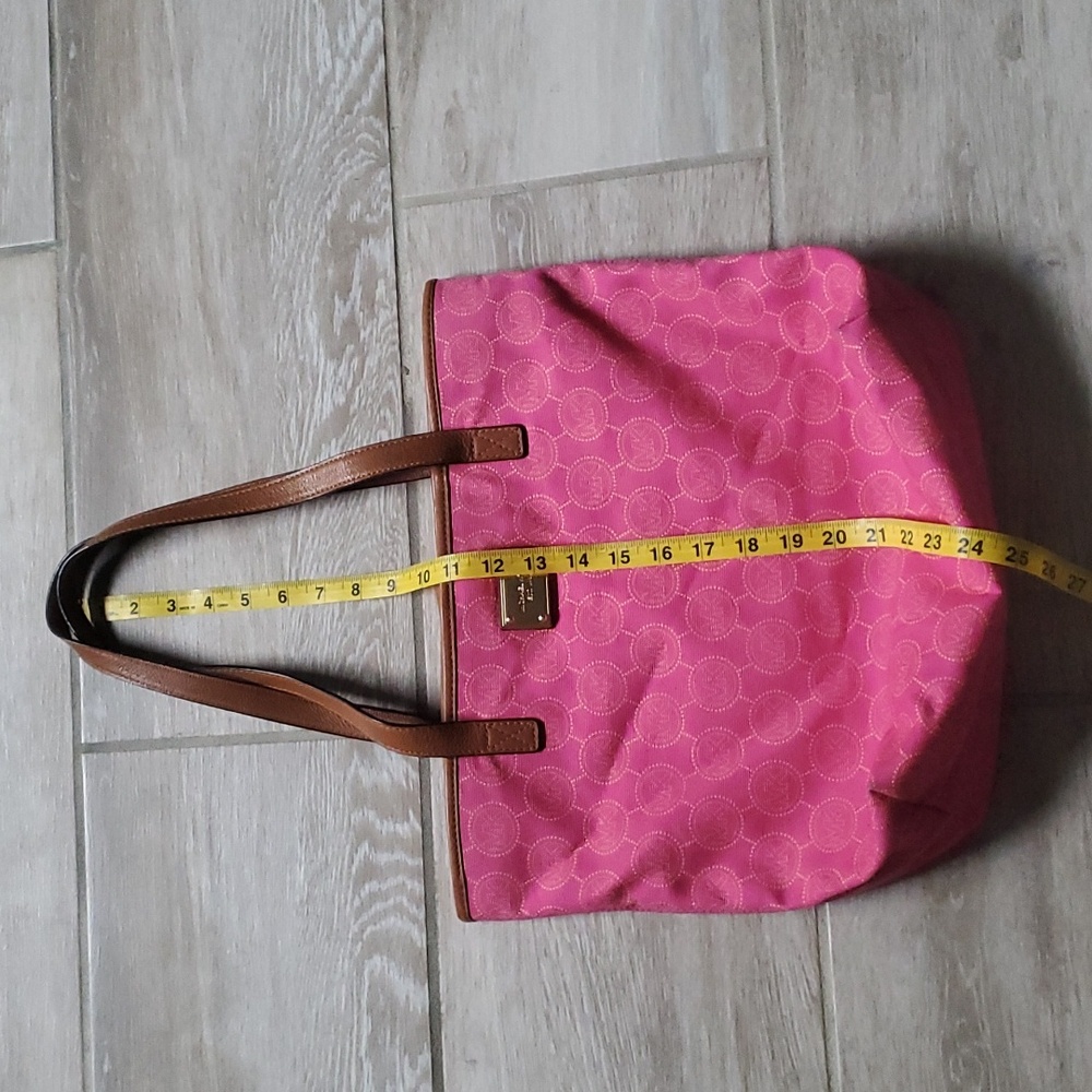 Michael Kors Pink Logo Canvas Tote - Picture 13 of 14
